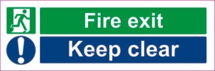 Fire exit keep clear 300mm x 100mm