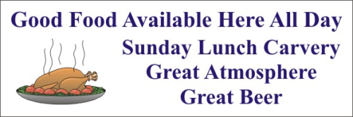 Sunday lunch banner, pub and restaurant